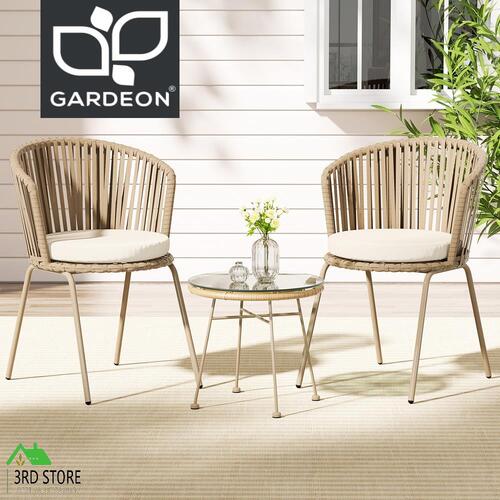 Gardeon 3PC Outdoor Lounge Setting Bistro Set Table Chairs Patio Furniture