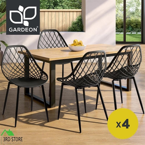 RETURNs Gardeon 4PC Outdoor Dining Chairs PP Lounge Chair Patio Garden Furniture Black