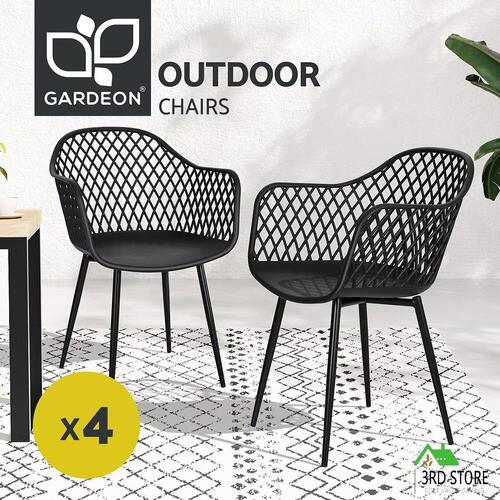 Gardeon 4PC Outdoor Dining Chairs PP Lounge Chair Patio Furniture Garden Black