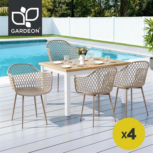 Gardeon 4PC Outdoor Dining Chairs PP Lounge Chair Patio Furniture Garden Coffee