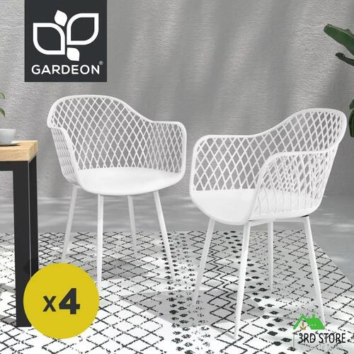 Gardeon 4PC Outdoor Dining Chairs PP Lounge Chair Patio Furniture Garden White