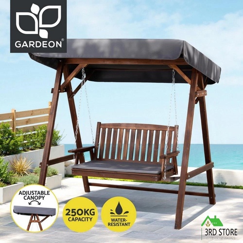 Gardeon Outdoor Furniture Swing Chair Wooden Patio Garden Bench Seat Canopy
