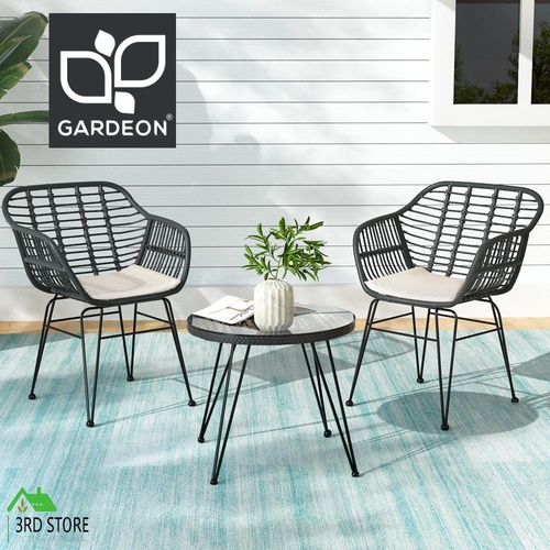 Gardeon Outdoor Furniture Lounge Setting 3-Piece Bistro Set Table Chairs Patio