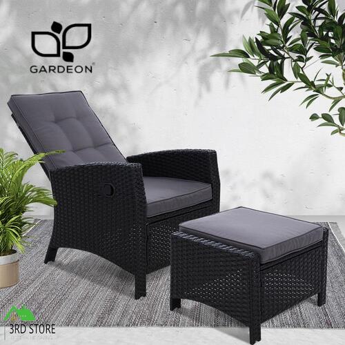 Gardeon Patio Furniture Sofa Recliner Chair Sun lounge Wicker Outdoor Ottoman