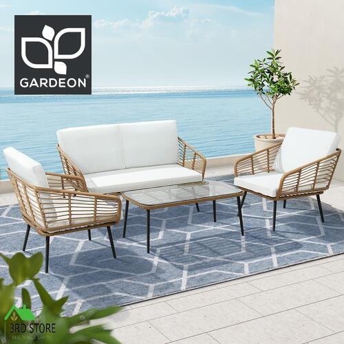 Gardeon Outdoor Furniture Sofa Set 4 Piece Rattan Lounge Set Table Chairs