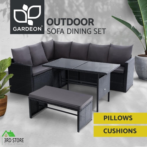 Gardeon Outdoor Dining Setting Lounge Wicker Sofa Set Patio Furniture Garden BK