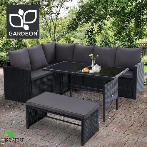 Gardeon Outdoor Dining Setting Lounge Wicker Sofa Set Patio Furniture Garden BK