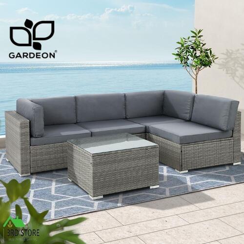 Gardeon 5-Piece Outdoor Furniture Sofa Set Wicker Lounge Setting Table Chairs