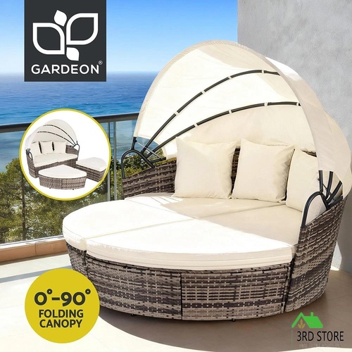 Gardeon Outdoor Day Bed Sun Lounge Setting Wicker Lounger Furniture Patio Beige