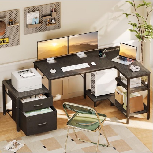 55 Office Desk with Power Outlets & CPU Holder