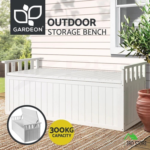 Gardeon Outdoor Storage Box Wooden Garden Bench 129cm Chest Tool Toy Sheds XL