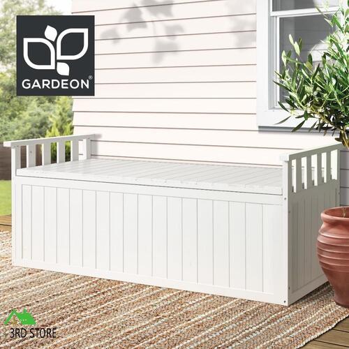 RETURNs Gardeon Outdoor Storage Box Wooden Garden Bench 129cm Chest Tool Toy Sheds XL