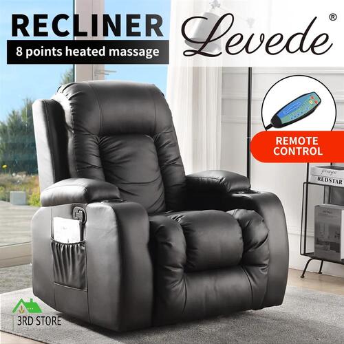 Levede Massage Chair Recliner Chairs Heated Lounge Sofa Armchair 360 Swive