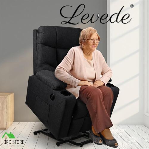 Levede Recliner Chair Electric Lift Chair Armchair Lounge Fabric Sofa USB Charge