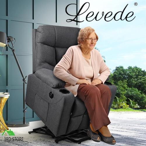 Levede Recliner Chair Electric Lift Chairs Armchair Lounge Fabric Sofa USB Charge