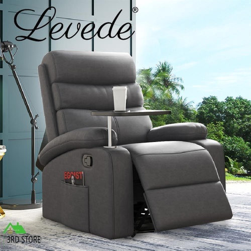 RETURNs Levede Massage Chair Recliner Chairs Heated Lounge Sofa Armchair 360 Swivel Grey