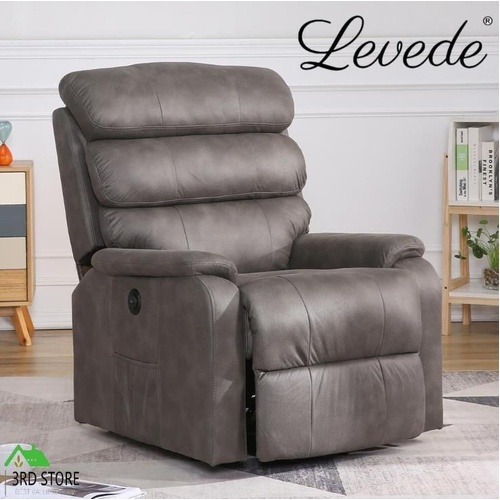 Levede Recliner Chair Electric Lift Chair Armchair Lounge Sofa Grey USB Charge
