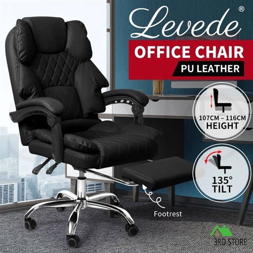 Levede Gaming Chair Office Computer Seat Racing PU Leather Executive Footrest