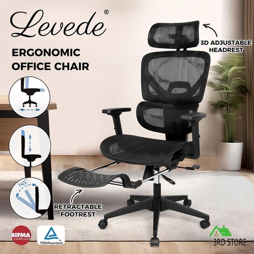 Levede Ergonomic Mesh Office Chair Footrest Executive Seat Work Computer Gaming
