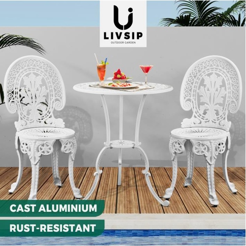 Livsip Outdoor Dining Chairs Setting Bistro Set Patio Garden Furniture 3 Piece