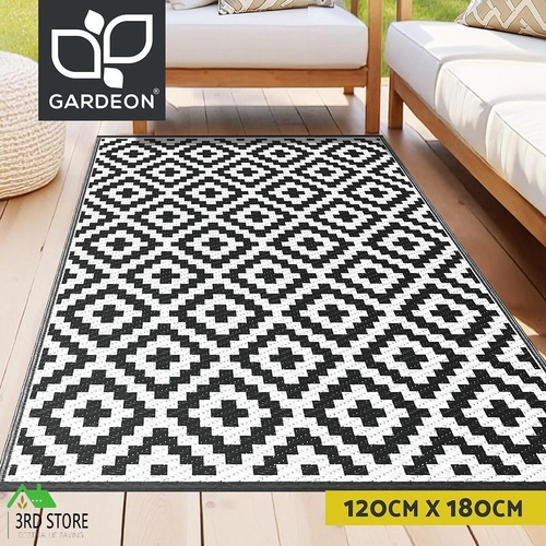 Gardeon Outdoor Rugs 120x180cm Large Carpet Reversible Area Mat PP Dual-Sided Patio Rug Cross