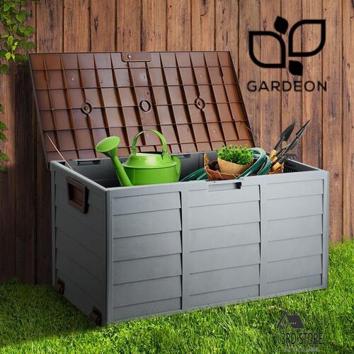 Gardeon Outdoor Storage Box Garden Shed Toy Tool Weatherproof Lockable 290LBrown