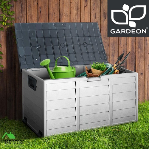 Gardeon Outdoor Storage Box 290L Lockable Weatherproof Garden Deck Toy Shed grey