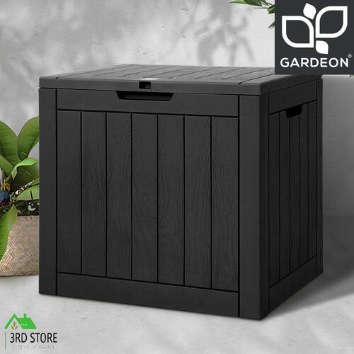 Gardeon Outdoor Storage Box 118L Container Lockable Indoor Garden Toy Tool Shed Black