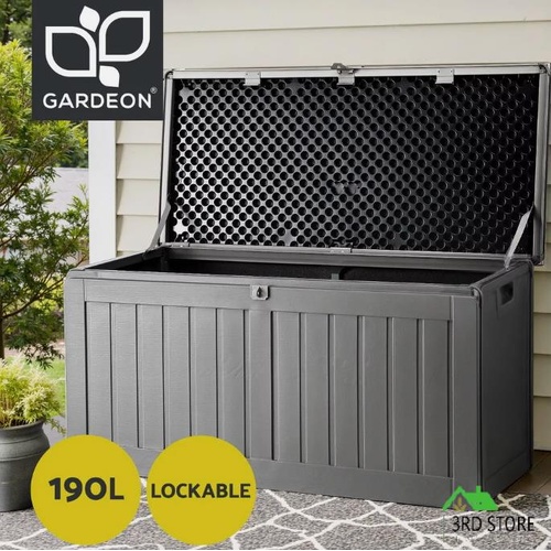 Gardeon Outdoor Storage Box Bench Seat Lockable Garden Deck Toy Tool Sheds 190L