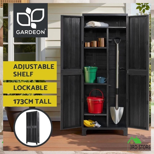 Gardeon Outdoor Storage Cabinet Lockable Tall Garden Sheds Garage Adjustable Black 173CM