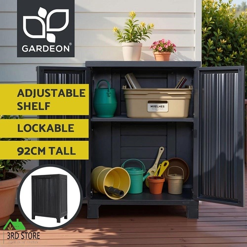 Gardeon Outdoor Storage Cabinet Cupboard Lockable Garden Sheds Adjustable Black
