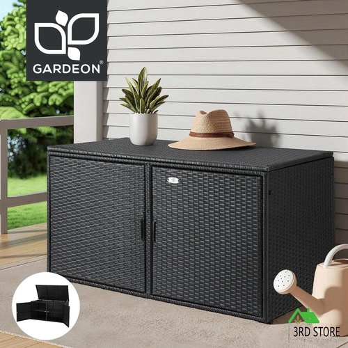 Gardeon Outdoor Storage Cabinet Box Deck Wicker Shelf Chest Garden Shed Tools Black