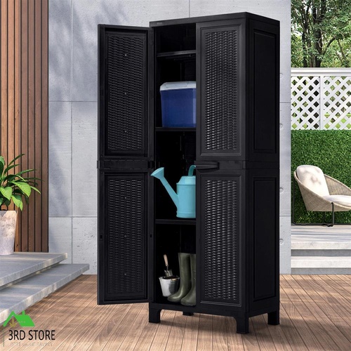 Livsip Outdoor Storage Cabinet Box Cupboard Garage Garden Adjustable Tall Black