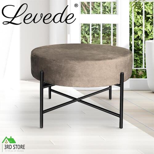 Levede Foot Stool Ottoman Footstool Velvet Accent Chair Round Dressing Vanity