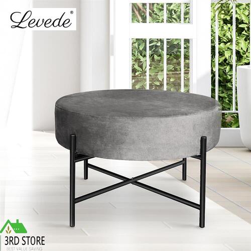 Levede Foot Stool Ottoman Footstool Velvet Accent Chair Round Dressing Vanity