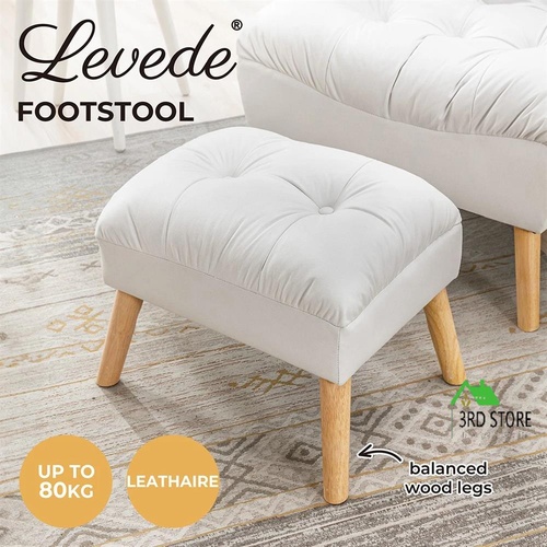 Levede Accent Ottoman Chair Footstool Leathaire Vanity Makeup Stool Lounge White