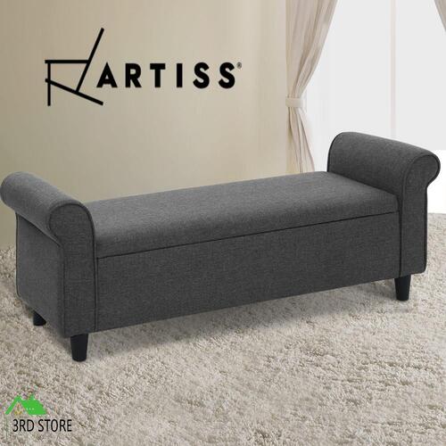 Artiss Storage Ottoman Blanket Box 126cm Linen Fabric Arm Foot Stool Couch Large