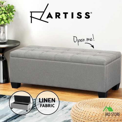 Artiss Blanket Box Storage Ottoman Fabric Foot Stool Sofa Chair Bed Toy Pouf