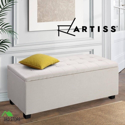 Artiss Storage Ottoman Blanket Box PU Leather Fabric Chest Toy Foot Stool Bed