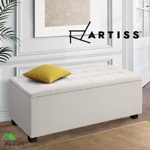Artiss Storage Ottoman Blanket Box PU Leather Fabric Chest Toy Foot Stool Bed