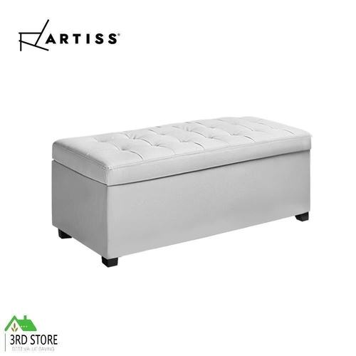 Artiss Blanket Box Storage Ottoman PU Leather Foot Stool Chest Toy Bed Large WH