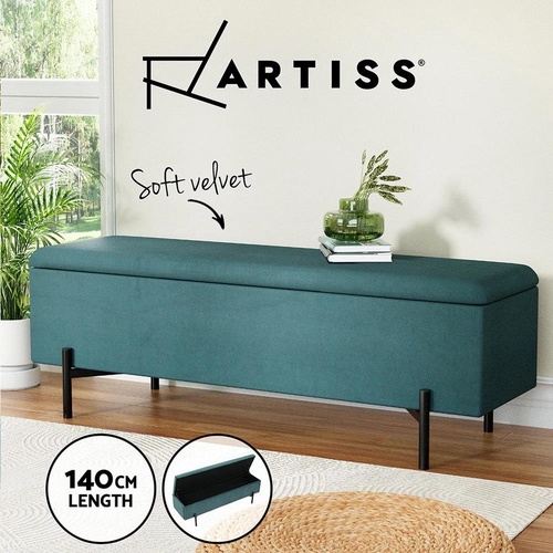 Artiss Storage Ottoman Blanket Box 140cm Velvet Green