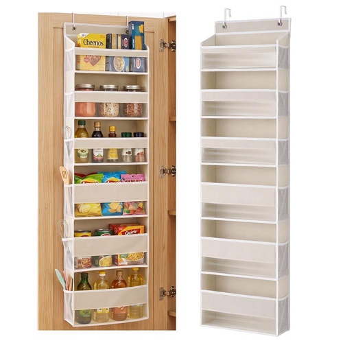 Artiss 2X Over Door Storage Hangers Pantry 6-Tier Organiser Pockets Fabric Beige