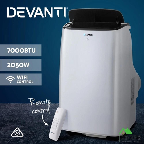 Devanti Portable Air Conditioner Cooling Fan Cooler Dehumidifier WiFi 7000BTU