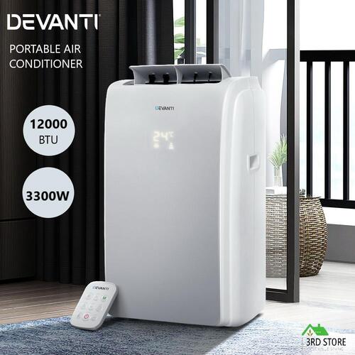 RETURNs Devanti Portable Air Conditioner Cooling Mobile Fan Cooler Remote 12000BTU 3300W
