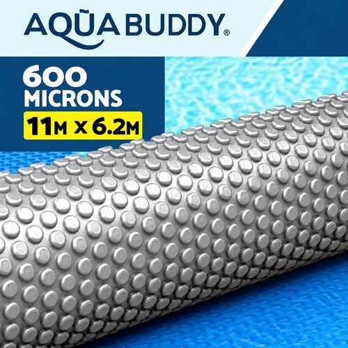 Aquabuddy Pool Cover 600 Micron 11x6.2m Swimming Pool Solar Blanket Blue Silver