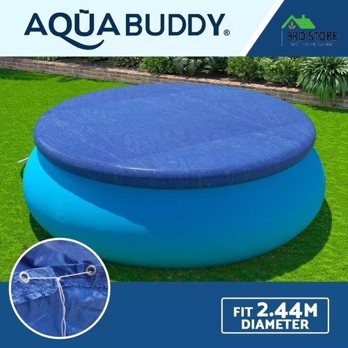 Aquabuddy Pool Cover Fit 2.44m Round Above-ground Ring Swimming Pool Blanket Blue