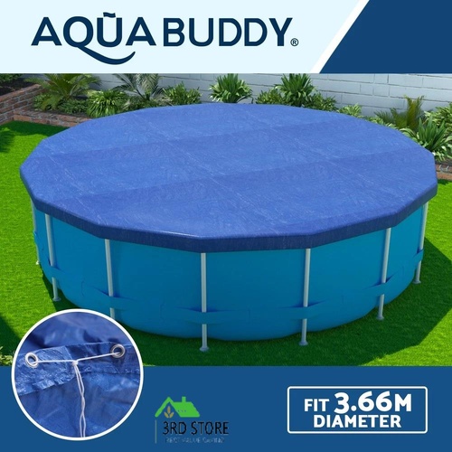 Aquabuddy Pool Cover Fit 3.66m Round Above-ground Swimming Pool Blanket Blue