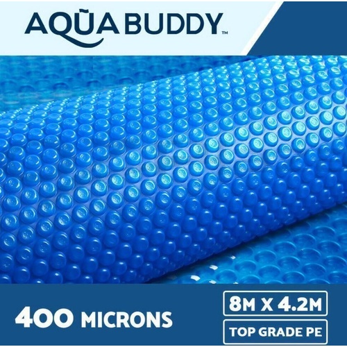 Aquabuddy 8M X 4.2M Solar Swimming Pool Cover 400 Micron Outdoor Bubble Blanket