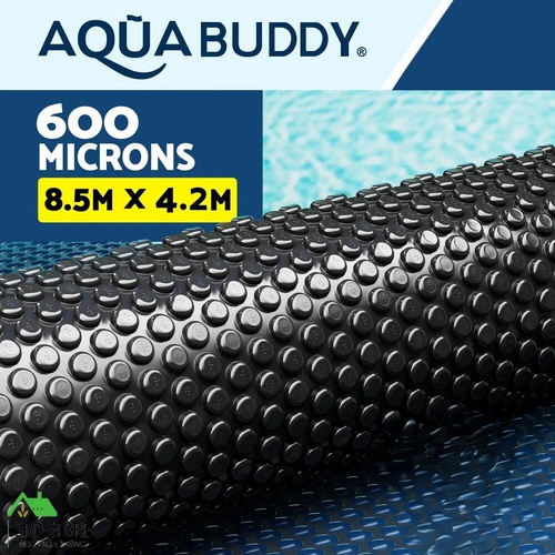 Aquabuddy Pool Cover 600 Micron 8.5x4.2m Swimming Pool Solar Blanket Blue Black